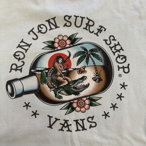 Vans Ron Jon Surf Shop Shirt Light Blue Gator Girl In A Bottle Skater Surfer